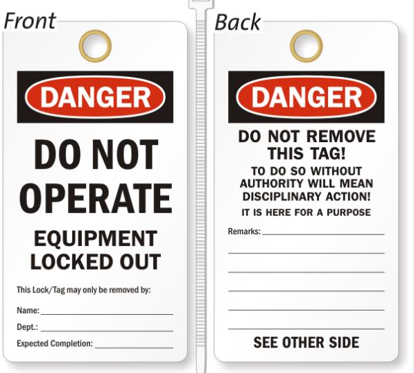 LOCK OUT TAG, DO NOT OPERATE 50/PACK - 808054